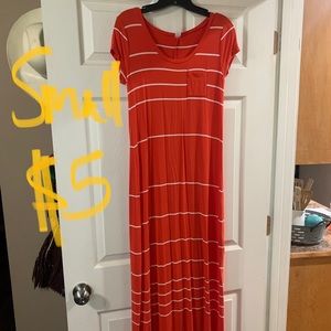 Orange & White Stripe Maxi Dress